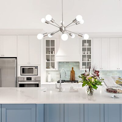 #ad Kitchen Lighting Led Hanging Pendant Ceiling Light Fixture Nickel Bedroom Silver $79.00