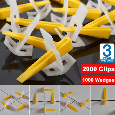 #ad Tile Leveling System 2000Pcs Tile Spacers Clips 1000Pcs Reusable Wedges Leveler $139.99