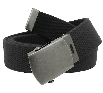 #ad Build A Belt Men#x27;s Antique Silver Slider 1.25quot; Military Buckle with Web Belt $9.99