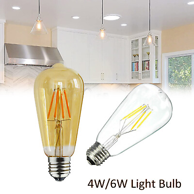 #ad 1 4 5PCS LED Replacement Light Bulbs Dimmable Vintage Glass Edison Light Bulb $5.29