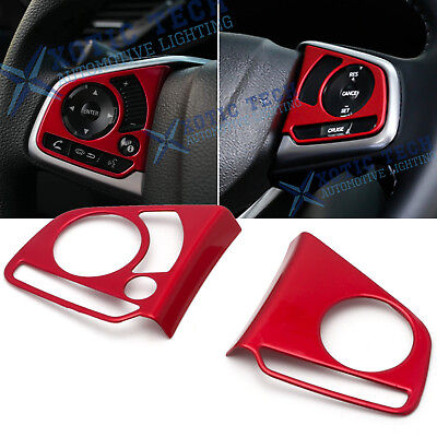 #ad For Honda Civic 2016 2021 10th Inner Red Steering Wheel Switch Frame Cover Trims $12.99