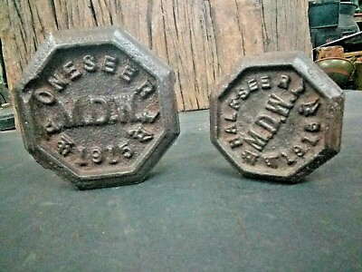 #ad ANTIQUE IRON CASTED ONE amp; Half M.D.W. 1915 ENGRAVED MERCANTILE MEASURING WEIGHT $127.65