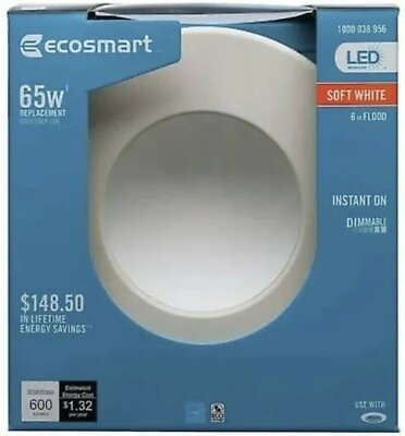 #ad EcoSmart 65W Equiv Soft White 2700K Dimmable LED Indirect Downlight Bulb $6.82