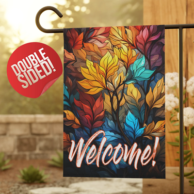 #ad Fall Welcome Garden Flag Rainbow Autumn Leaves Tree Colorful Mom Gift for Her $36.88