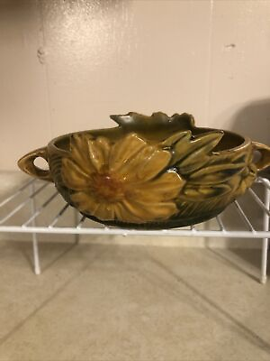 #ad 1940#x27;s Roseville Peony Bowl 428 6 Yellow Flower Arts amp; Crafts $50.00