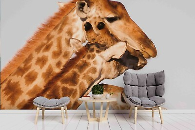 #ad 3D Couple Giraffe Wallpaper Wall Mural Removable Self adhesive 239 AU $349.99