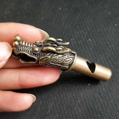 #ad Exquisite Chinese Pure copper Hand Carved Dragon statue Loud Whistle $4.19