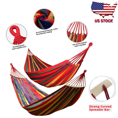 #ad US Porch Swing Hammock Camping Hammock Chair Bed Outdoor Garden Hanging Sleeping $11.02