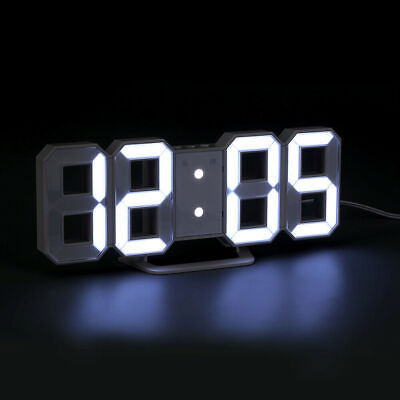 #ad Digital 3D LED Wall Desk Alarm Clock Snooze 8.9inch USB Brightness Adjustable $8.59