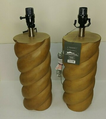 #ad Pair of Threshold Wood Twist Table Lamps $38.95