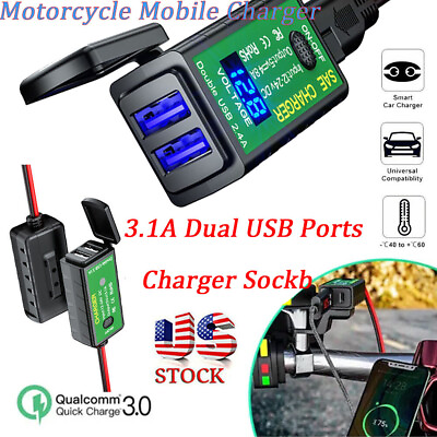 #ad Waterproof 12V SAE to Dual USB Motorcycle Charger Adapter for Phone GPS $10.54