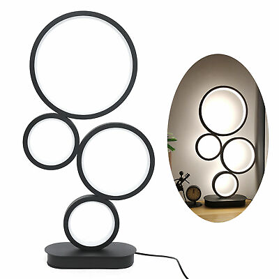 #ad Modern LED Table Lamp 4 Circle Dimmable Night Desk Light with Remote Control 14W $38.77