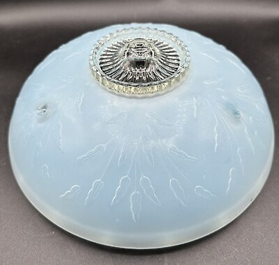 #ad Vintage Mid Century Modern Blue Glass Ceiling Light Fixture Globe Lamp Shade $38.00