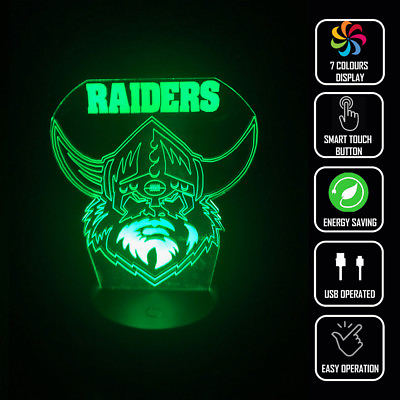 #ad CANBERRA RAIDERS FOOTBALL 3D Acrylic LED 7 Colour Night Light Touch Table Lamp AU $35.00