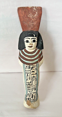 #ad Vintage or Antique Egyptian Shabti Ushabti Wood Figurine Estate Find 15quot; $64.99