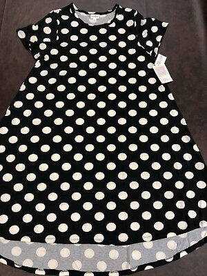 #ad Lularoe Large Carly Dress HTF Unicorn 🦄 New Black White Polka Dots Classic 14 $79.99