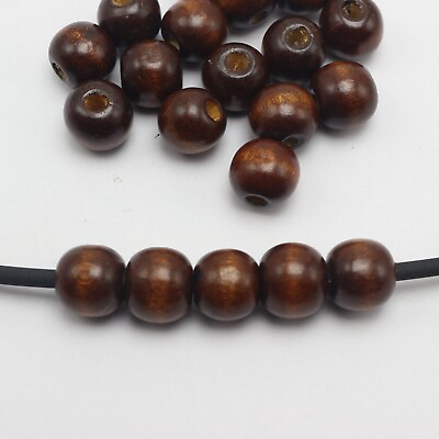 #ad 100 pcs Brown 12mm 1 2quot; Round Wood Beads Wooden Beads $3.79