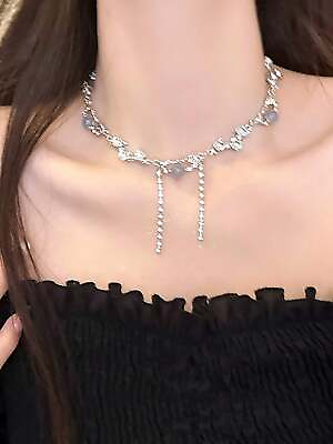 #ad 1pc Cubic Zirconia Decor Chain Choker Dainty Necklace Novelty Necklace Creative $5.32