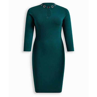 #ad NEW TORRID Sweater Dress 2X At The Knee Keyhole Gromets Green Size $44.00