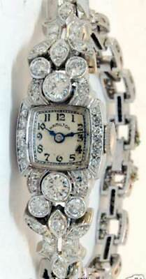 #ad Hamilton Ladies Vintage Deco Platinum amp; 3.35 CT Diamond Watch $6800.00