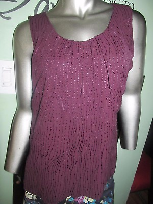 #ad Talbots Sequin Embellished Mulberry Shade Dress Top SZ 16 MSRP $89.00 $59.00
