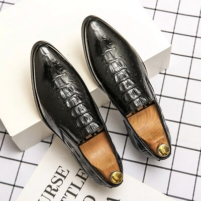 #ad Men Classic Loafers Pattern PU Pointed Toe Slip on Classic Business Dress Shoes $76.03