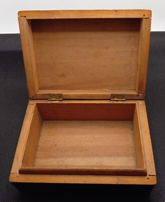 #ad Rustic Vtg Hand Crafted Hinged Lid Wooden Wood Box With Lid 6 x 4 x 2.25quot; 615 $10.98