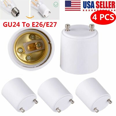 #ad 4Pack GU24 To E26 E27 LED Lamp Adapter Standard Bulb Holder Socket Converter US $7.99