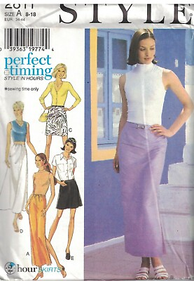 #ad 2811 Vintage UNCUT Style Pattern Misses Skirt 8 18 SEWING Perfect Timing OOP $4.89