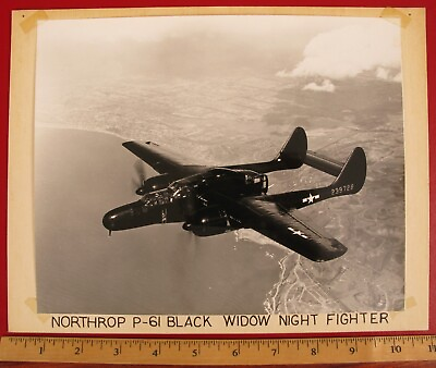#ad VINTAGE PHOTOGRAPH NORTHROP P 61 BLACK WIDOW NIGHT FIGHTER MILITARY AIRPLANE $375.00