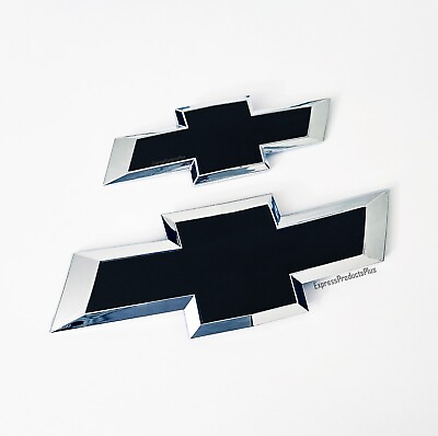 #ad New 2011 2014 Chevy Cruze Matte Black Front Rear Bowtie Emblem Set $44.95