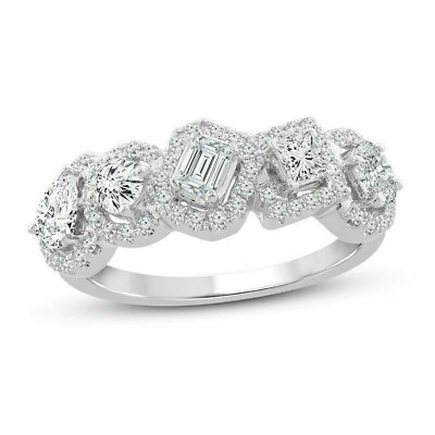 #ad 2.45Ct Multi Stone Shape Lab Created Diamond Engagement Wedding 925 Silver Ring $71.39
