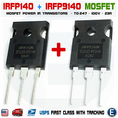 #ad 1 Pair IRFP9140N IRFP140N IR Power Mosfet Transistors TO 247 USA $3.99