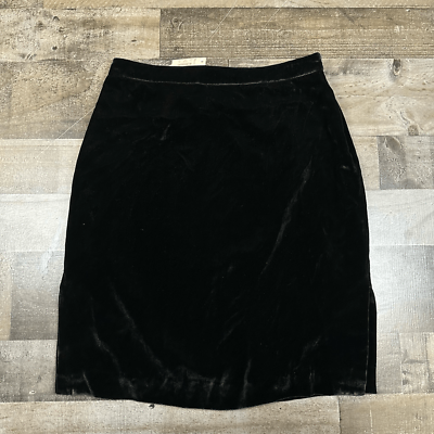 #ad Madewell Women’s Size 2 Velvet Silk Blend Pencil Skirt Black Side Slits NWT $27.95