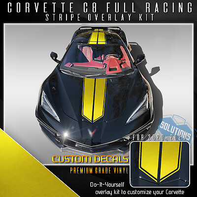 #ad For 2020 2021 C8 Corvette Racing Stripes Overlay Graphic Decal Satin Metallic $139.95