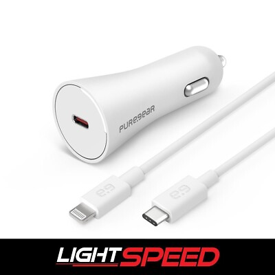 #ad PureGear Car Charger USB C to Lighting 20W White $14.49
