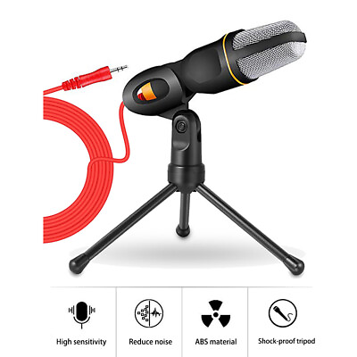 #ad Microphone Mic with Stand Tripod Bracket Portable Desktop For Table Computer PC $15.99