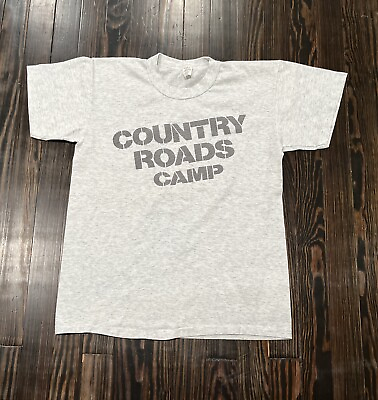 #ad Vintage Country Roads Camp Tee Shirt Men’s Large Heather Grey $14.99