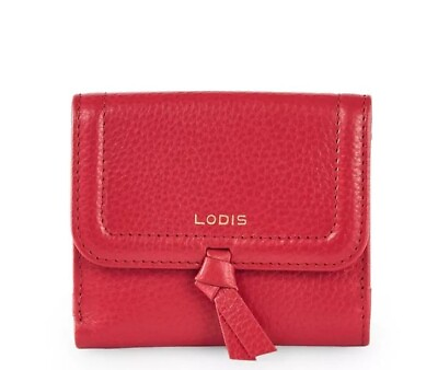 #ad LODIS Elia leather bi fold cardcase card holder women#x27;s wallet RED $19.99