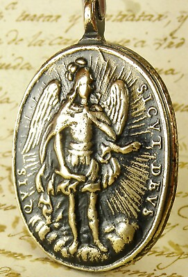 #ad Antique DATED 1682 Our Lady of Guadalupe FEAST DAY St. Michael Archangel Medal $274.99