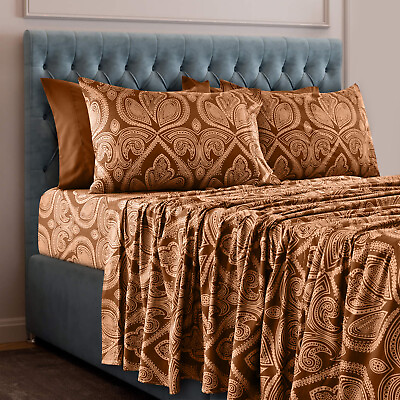 #ad 6 Piece Bed Sheets Set Luxury Microfiber Ultra Soft Deep Pocket Bedding Sets $24.99