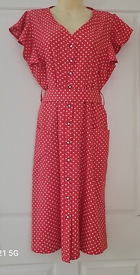 #ad NEW Pin Up Style Red Polka Dot Dress with Pockets Women#x27;s SZ XL NWOP $7.95