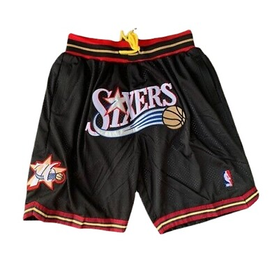 #ad Philadel phia 76 ers Black Retro Basketball Shorts Size: L and XXL $28.49