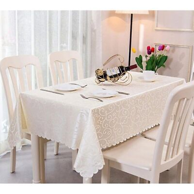 #ad Square Polyester Jacquard Fabric Printed Flower Tablecloth Banquet Table Cover $49.20