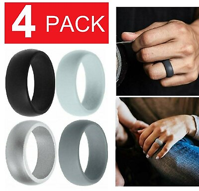 #ad #ad 4 Pack Silicone Wedding Engagement Ring Men Women Rubber Band Gym Sports US $3.99