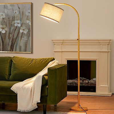 #ad EDISHINE Dimmable Arched Floor Lamp Gold Standing Lamp Adjustable Line Lampshad $59.99