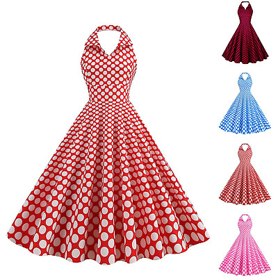 #ad Women#x27;s Elegant Vintage Rockabilly Dress For Women 1950s Style Polka Dot $20.51