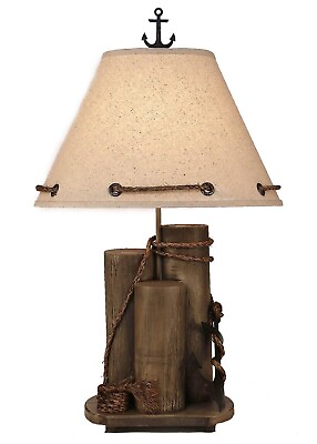 #ad Dock Pilings Tarnished Anchor Coastal Cottage Table Lamp W Rope Shade $257.95