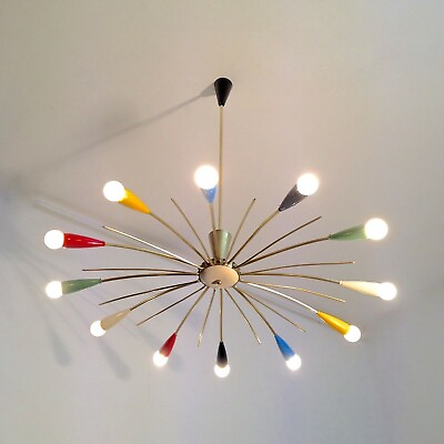 #ad Italian Chandeliers Modern Multicolored Stilnovo Style Ceiling Light Fixture 12A $489.02
