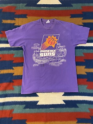 #ad Phoenix Suns Vintage Basketball T Shirt Purple Hanes Tag Made in USA Large $21.00
